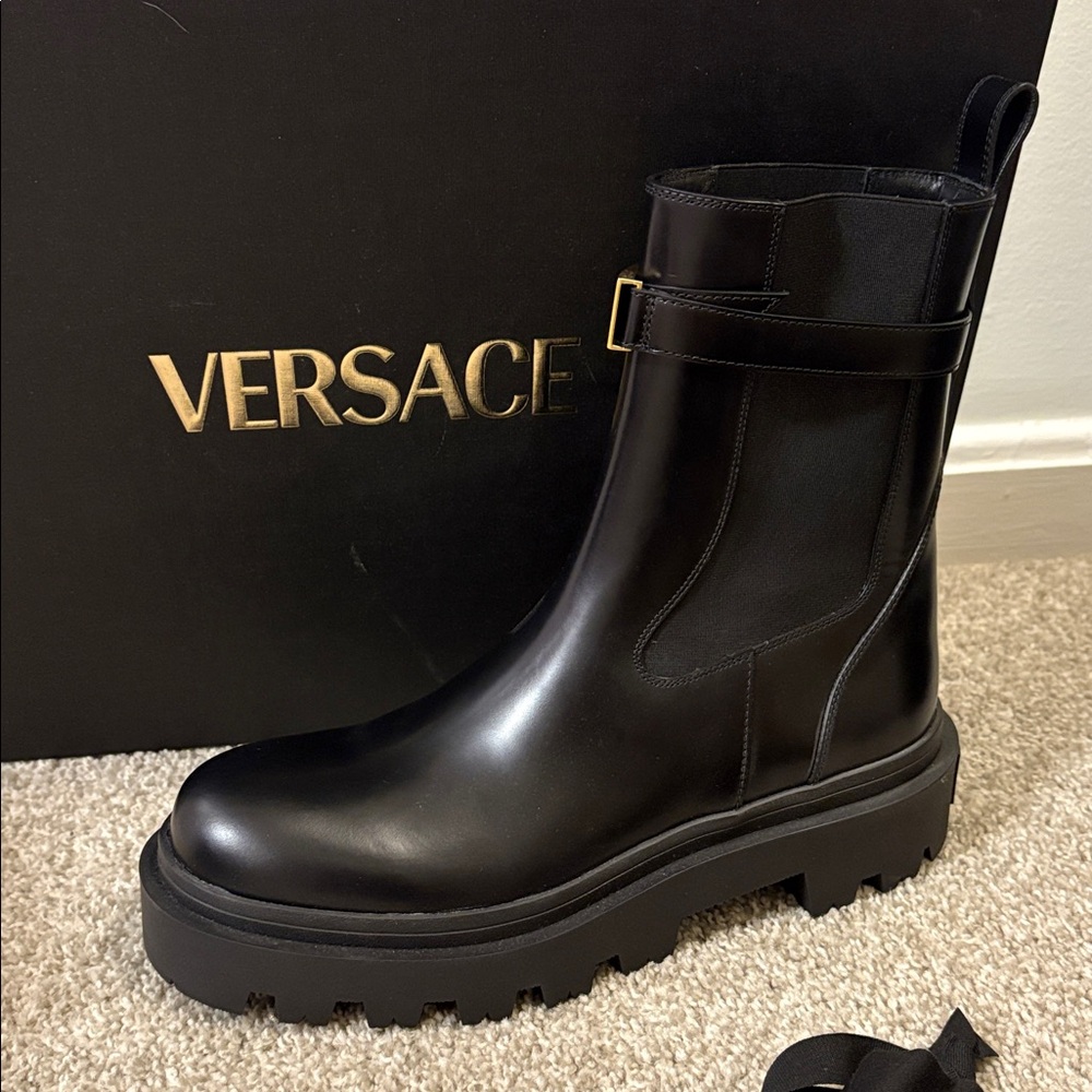 Versace Black Boots with Gold Detail - Picture 4 of 7